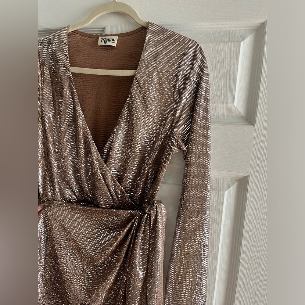 Showmeyourmumu sequin wrap front dress